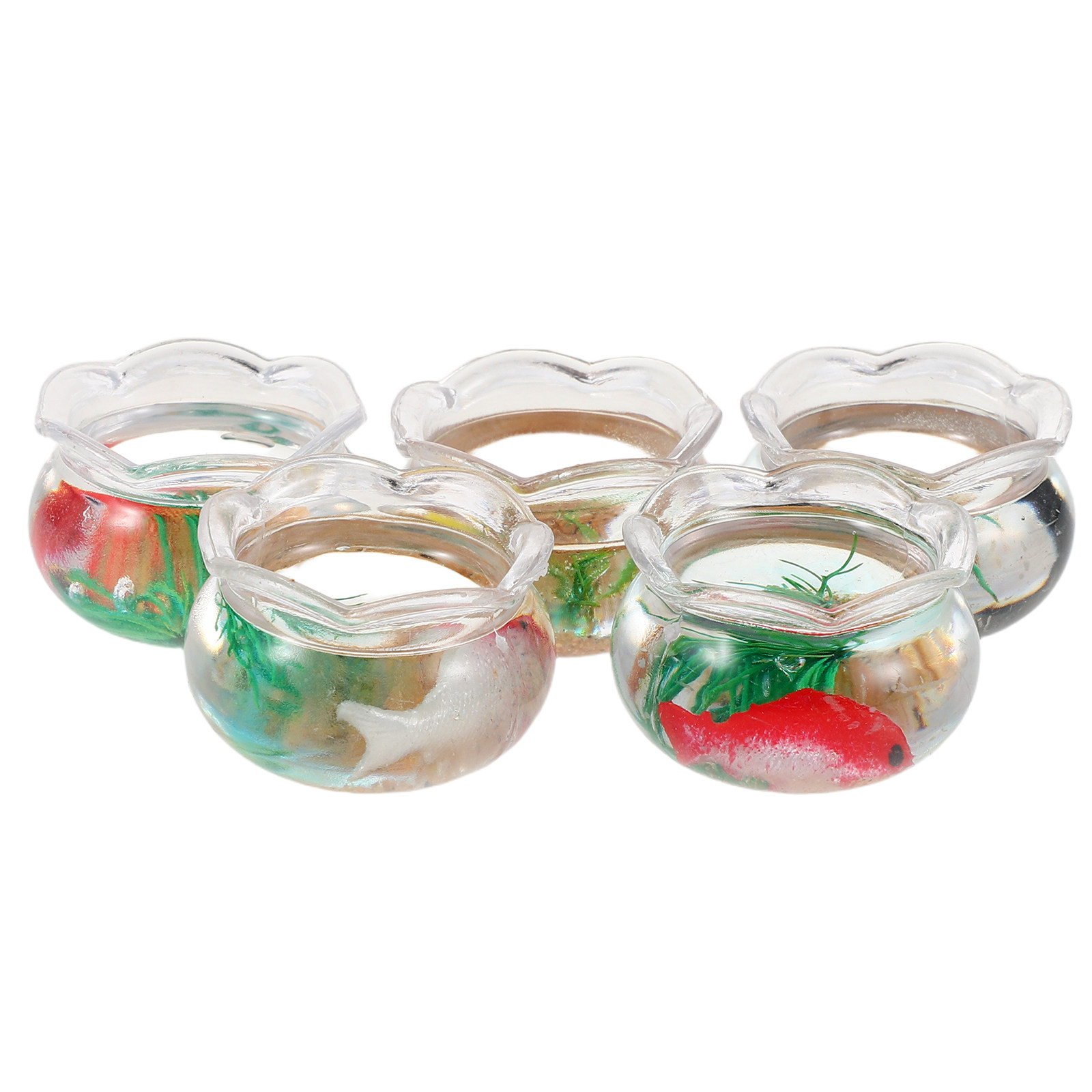 Aquarium Fish Bowl - 5Pcs Mini Fish Aquarium Realistic Koi