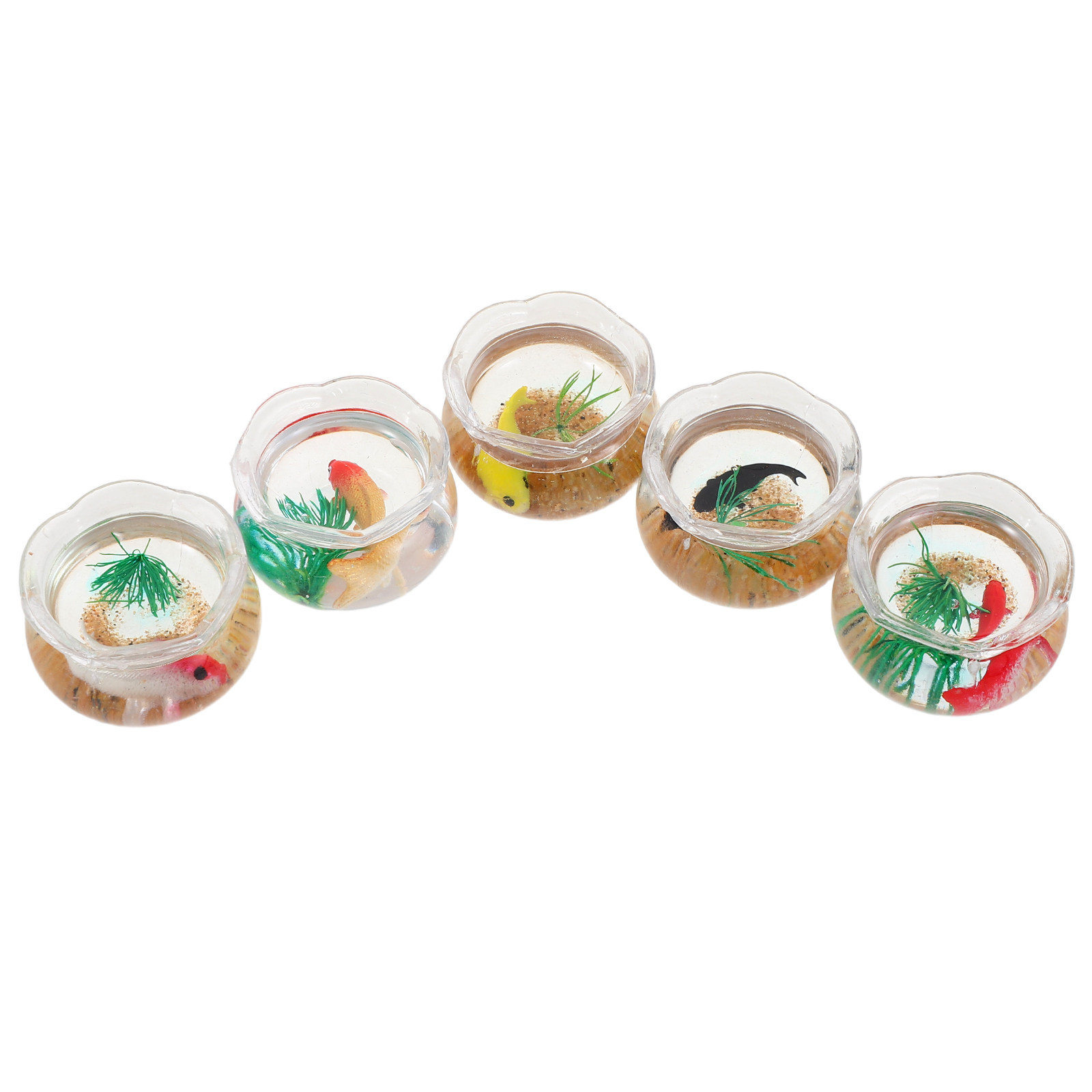 Aquarium Fish Bowl - 5Pcs Mini Fish Bowl Realistic Koi